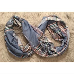 Light Weight Blue/ White/ Coral Infinity Scarf